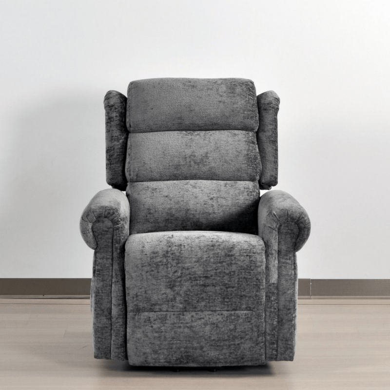 Gray recliner chair on a plain background
