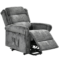 Gray recliner chair with armrests on a white background