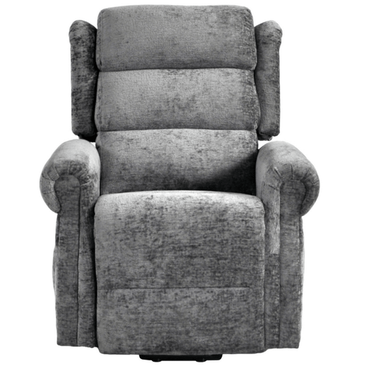 Gray recliner chair on a white background