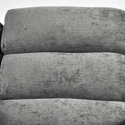 Close-up of a textured gray fabric surface