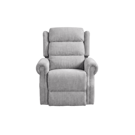 Kingsbury Light Grey Fabric Rise Recliner Mobility Chair - Furniture Instore