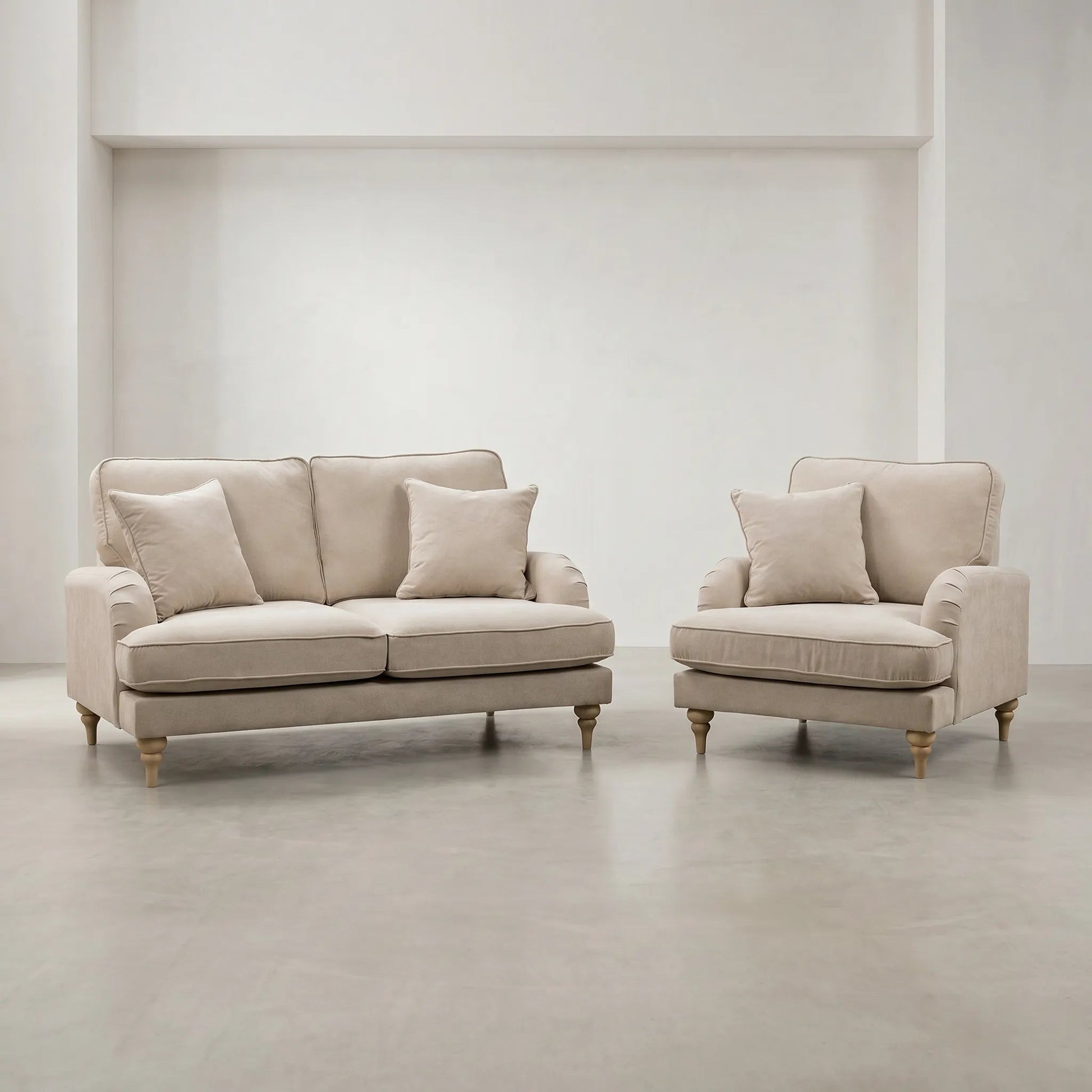 Livie Cream Fabric 2+1 Sofa Set - Furniture Instore