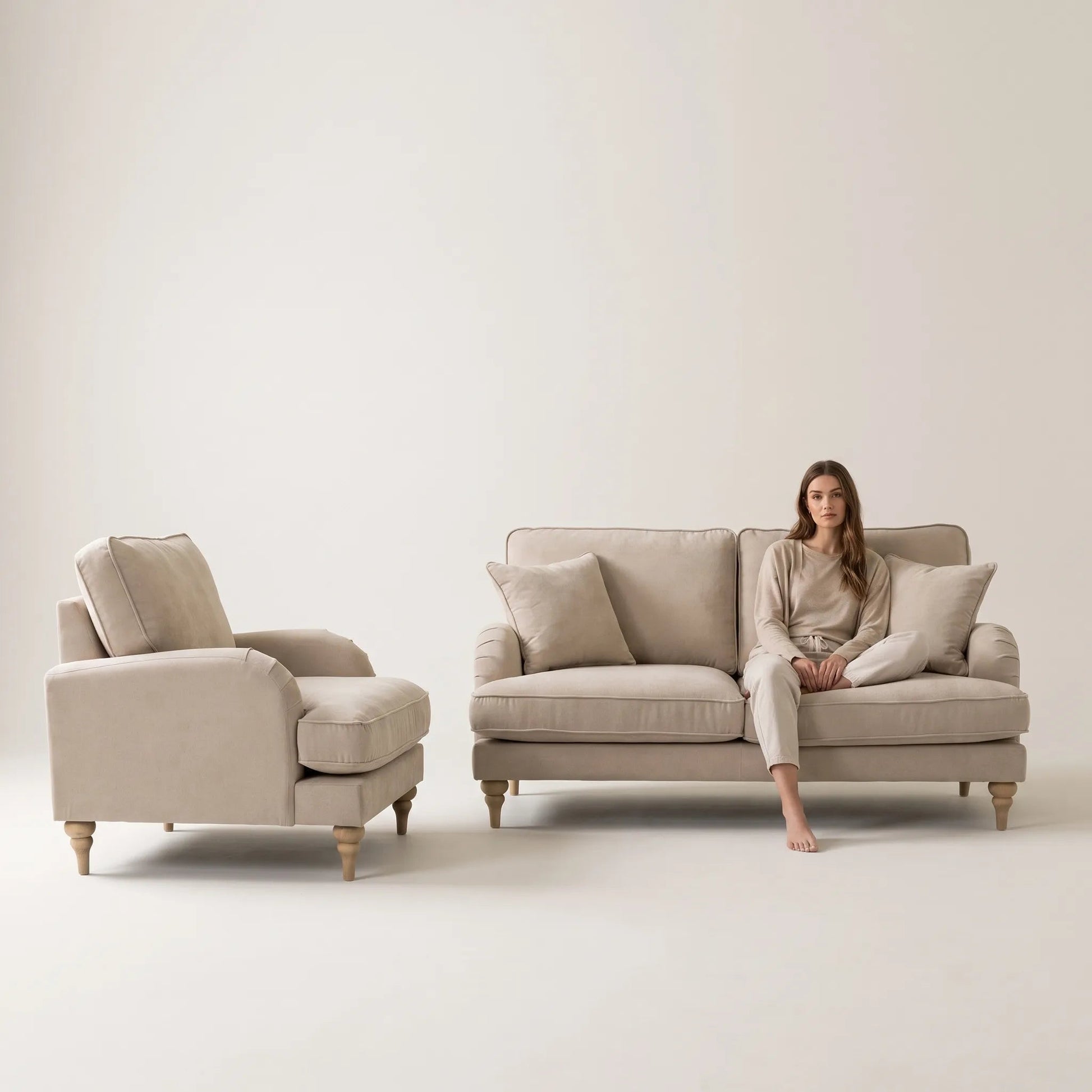 Livie Cream Fabric 2+1 Sofa Set - Furniture Instore