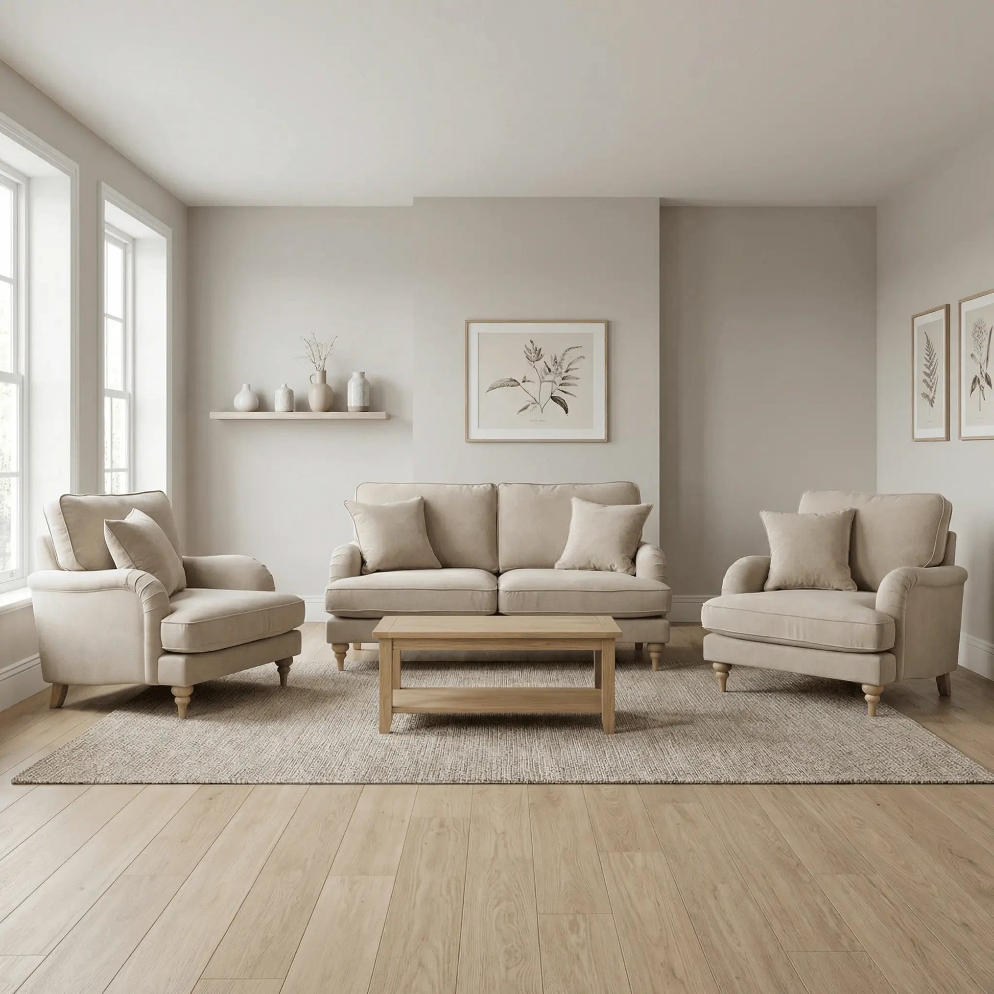 Livie Cream Fabric 2+1+1 Seater - Furniture Instore