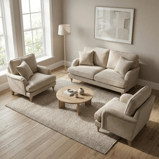 Livie Cream Fabric 2+1+1 Seater - Furniture Instore