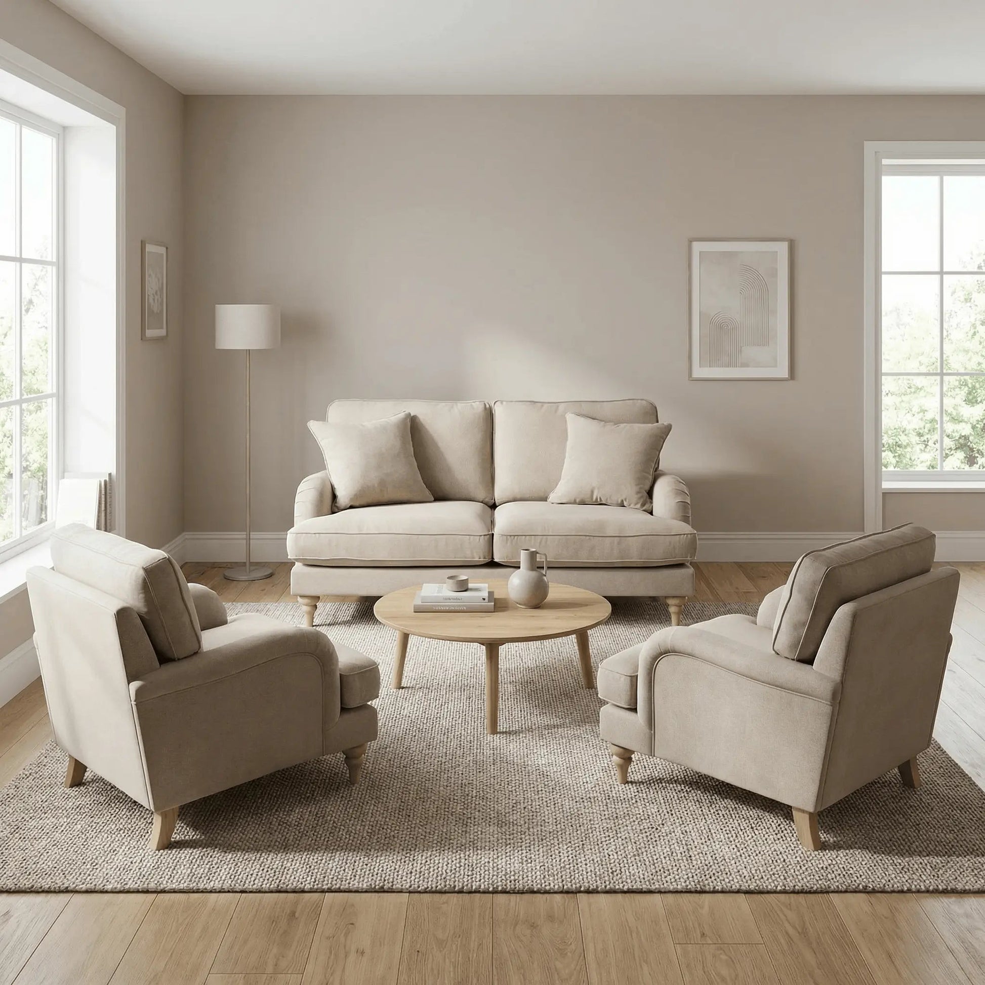 Livie Cream Fabric 2+1+1 Seater - Furniture Instore
