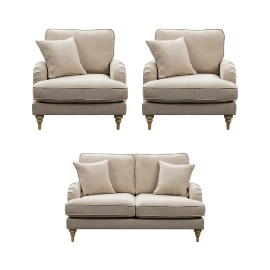 Livie Cream Fabric 2+1+1 Seater - Furniture Instore