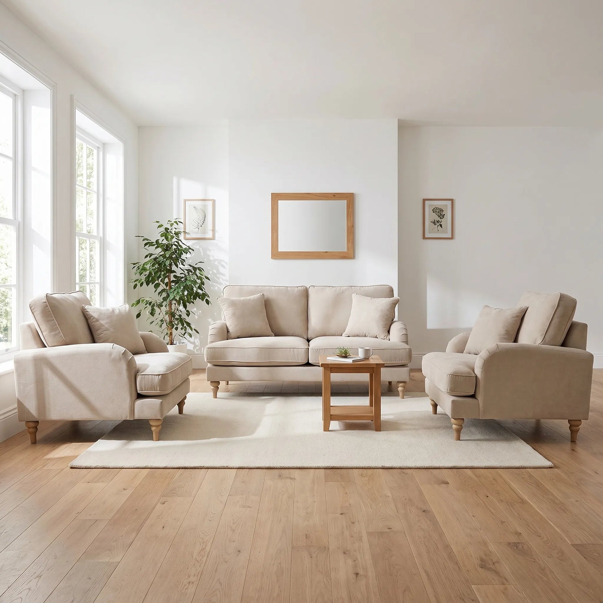 Livie Cream Fabric 2+1+1 Sofa Set - Furniture Instore