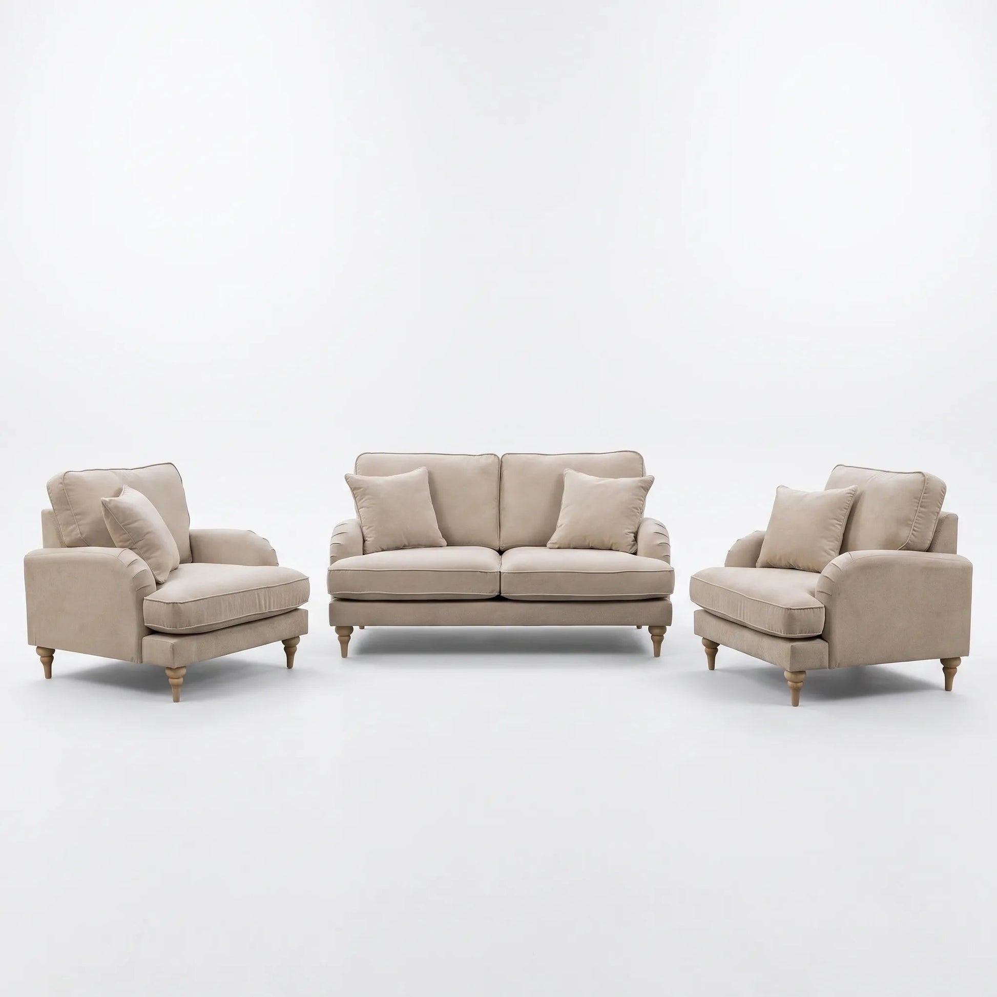 Livie Cream Fabric 2+1+1 Sofa Set - Furniture Instore