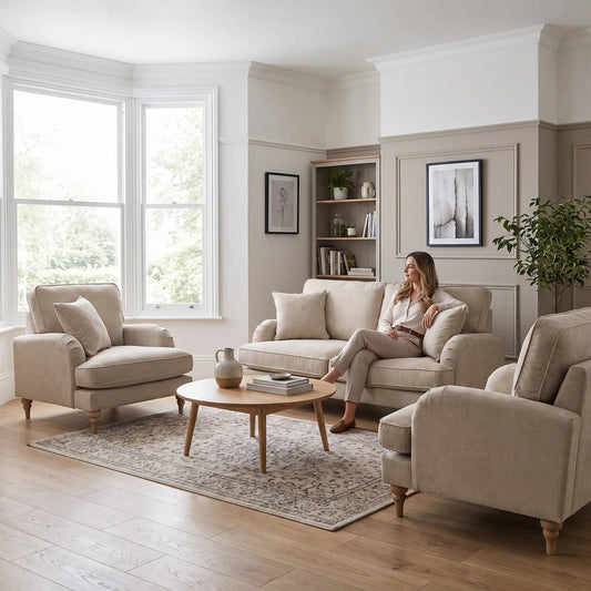 Livie Cream Fabric 2+1+1 Sofa Set - Furniture Instore