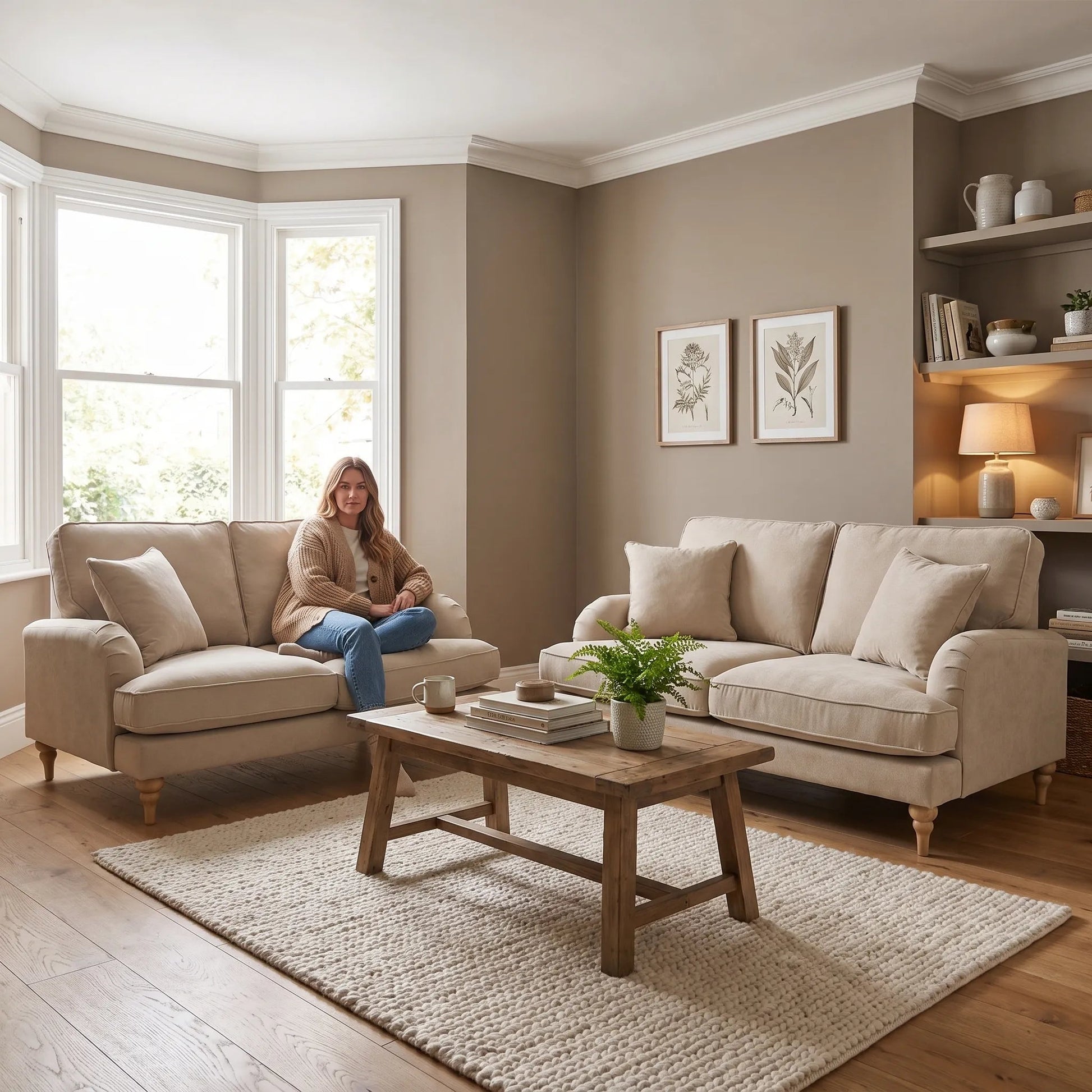 Livie Cream Fabric 2+2 Sofa Set - Furniture Instore