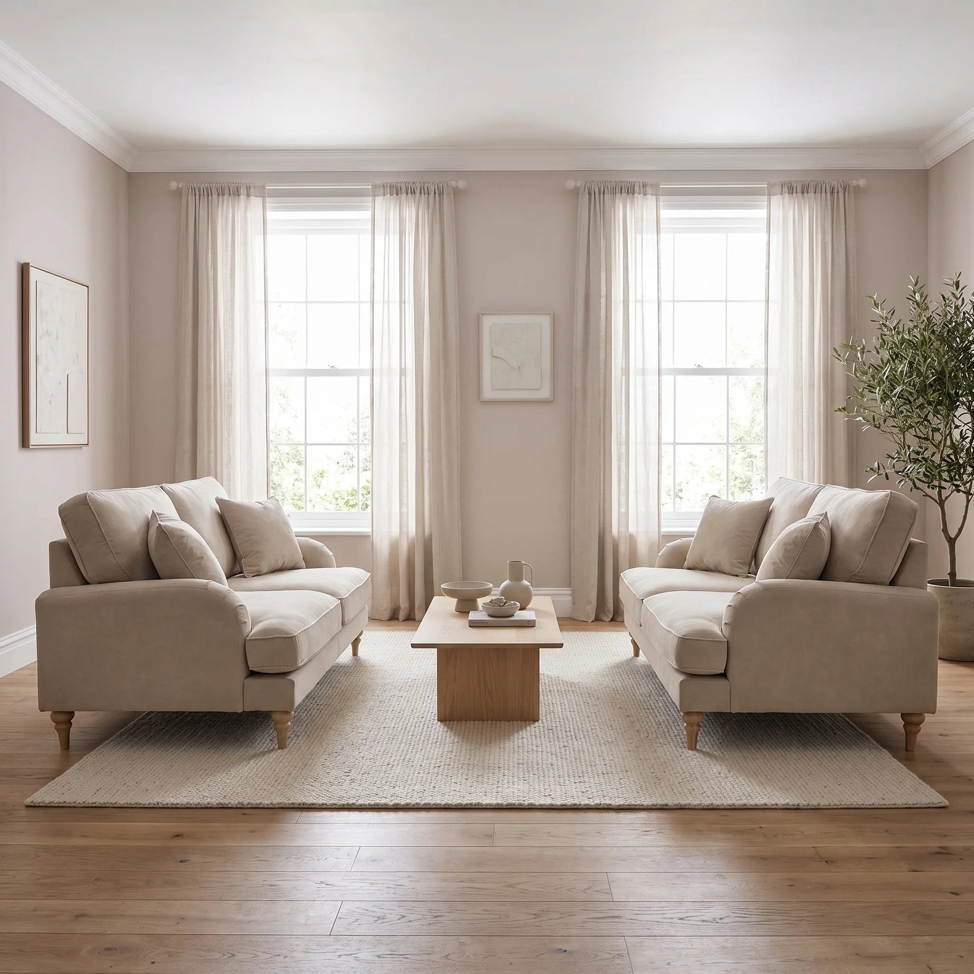 Livie Cream Fabric 2+2 Sofa Set - Furniture Instore