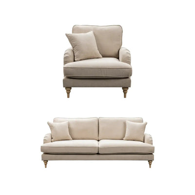 Livie Cream Fabric 3+1 Seater Sofa Set