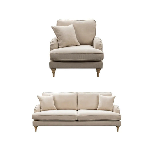 Livie Cream Fabric 3+1 Seater Sofa Set - Furniture Instore