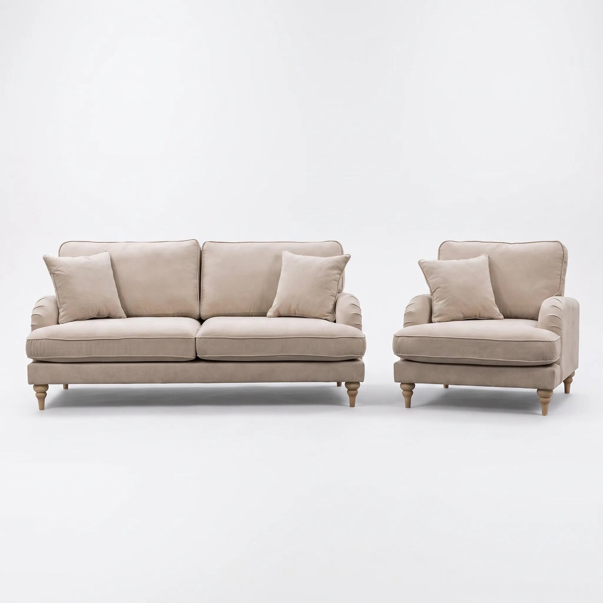 Livie Cream Fabric 3+1 Seater Sofa Set - Furniture Instore