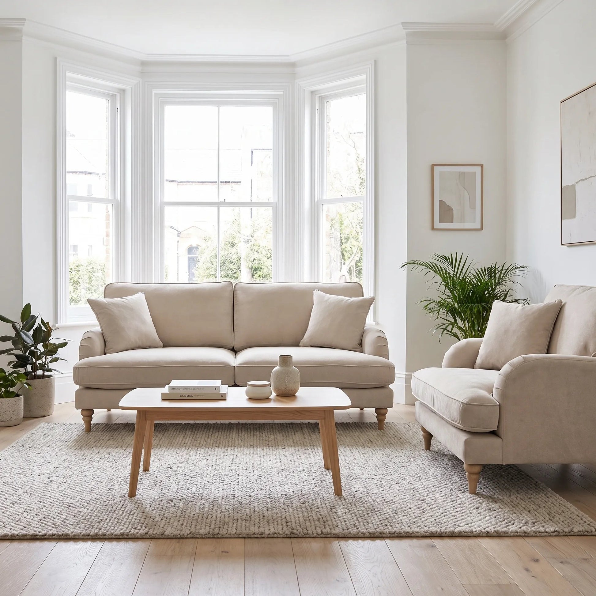 Livie Cream Fabric 3+1 Seater Sofa Set - Furniture Instore