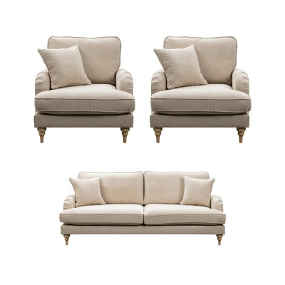 Livie Cream Fabric 3+1+1 Seater Sofa Set