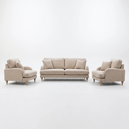 Livie Cream Fabric 3+1+1 Sofa Set - Furniture Instore