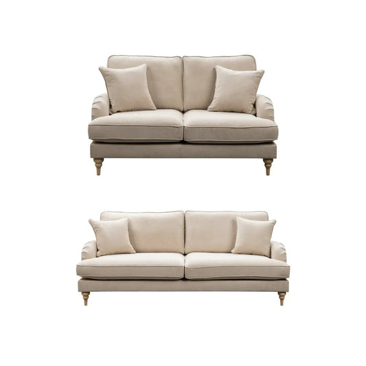 Livie Cream Fabric 3+2 Seater Sofa Set - Furniture Instore