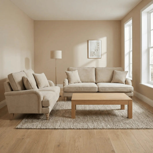 Livie Cream Fabric 3+2 Seater Sofa Set - Furniture Instore