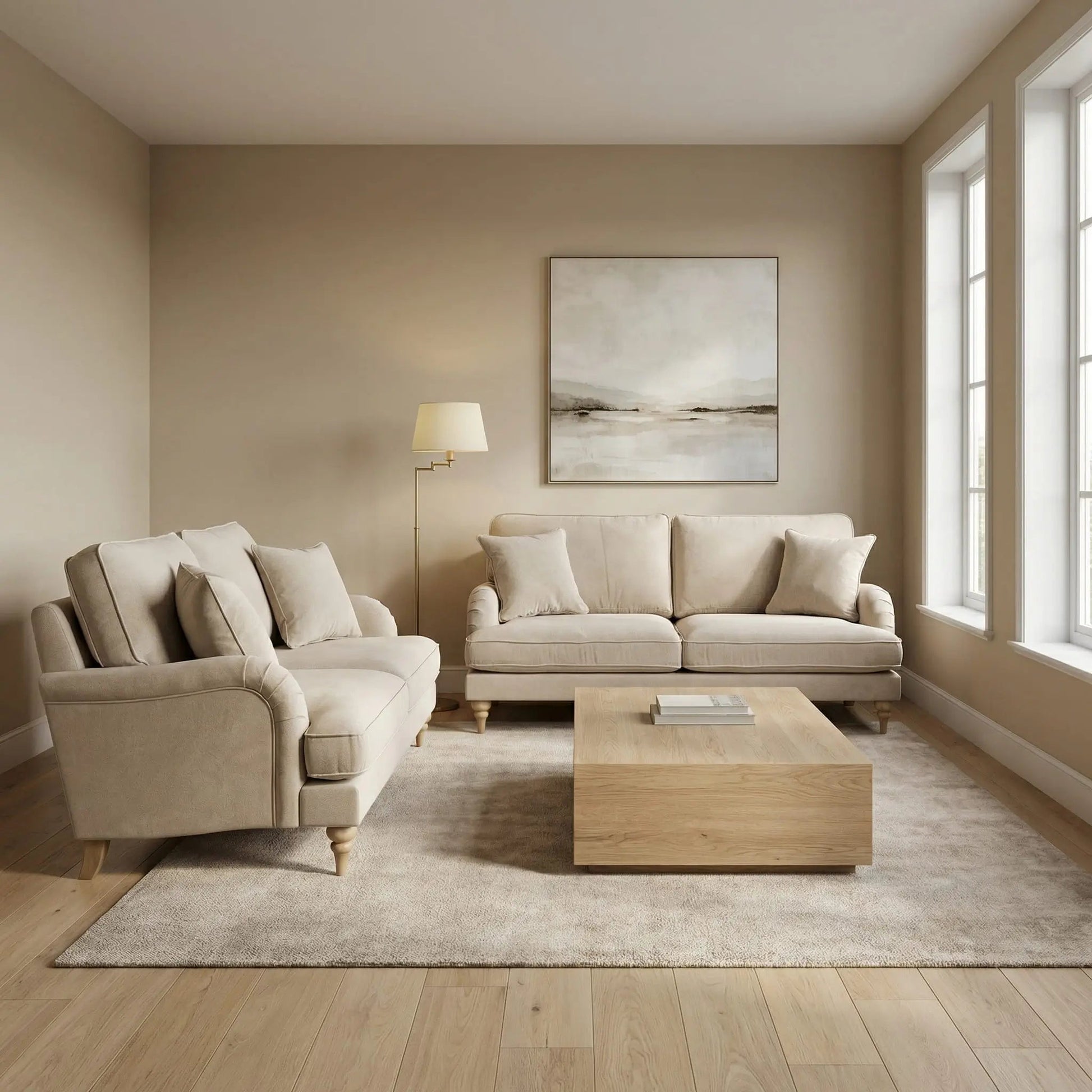 Livie Cream Fabric 3+2 Seater Sofa Set - Furniture Instore