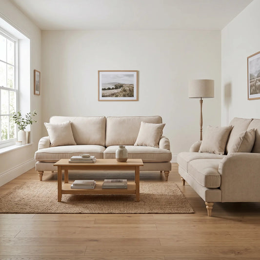 Livie Cream Fabric 3+2 Sofa Set - Furniture Instore