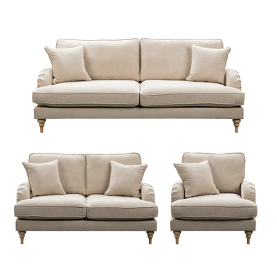 Livie Cream Fabric 3+2+1 Seater Sofa Set