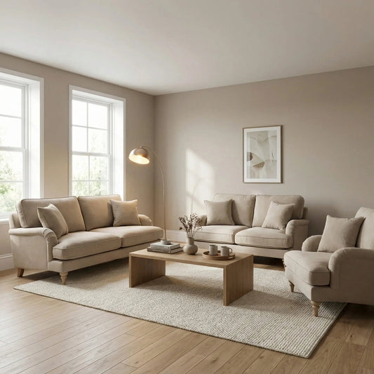 Livie Cream Fabric 3+2+1 Seater Sofa Set - Furniture Instore