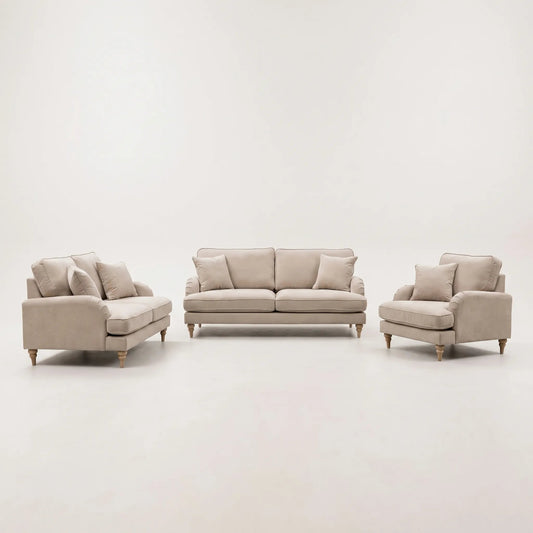 Livie Cream Fabric 3+2+1 Sofa Set - Furniture Instore