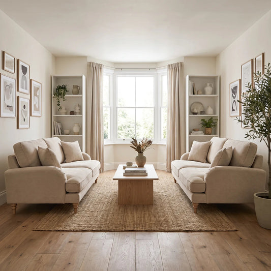 Livie Cream Fabric 3+3 Seater Sofa Set - Furniture Instore