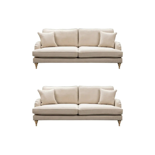 Livie Cream Fabric 3+3 Seater Sofa Set - Furniture Instore