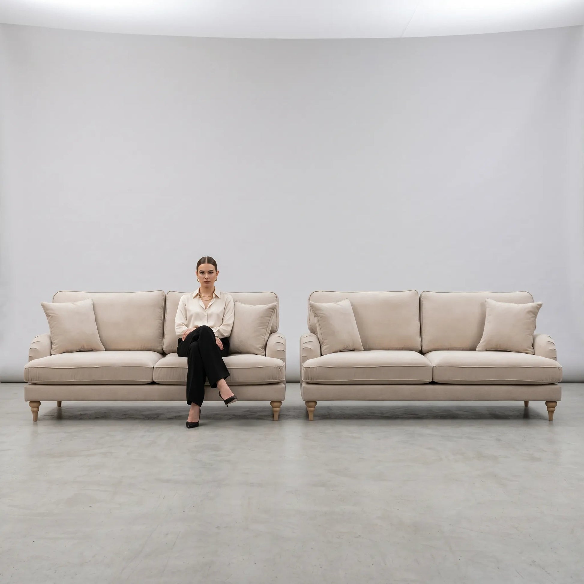 Livie Cream Fabric 3+3 Seater Sofa Set - Furniture Instore