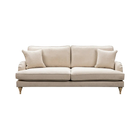 Livie Cream Fabric Three Seater - Furniture Instore