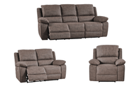 Maple Brown Suede Fabric Electric Recliner 3+2+1 Seater Sofa Set