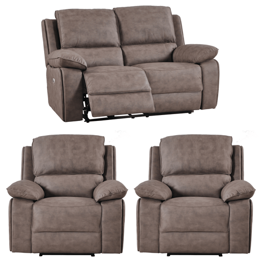 Brown recliner sofa set on a white background