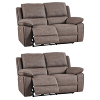 Maple Brown Suede Fabric Electric Recliner 2+2 Seater Sofa Set