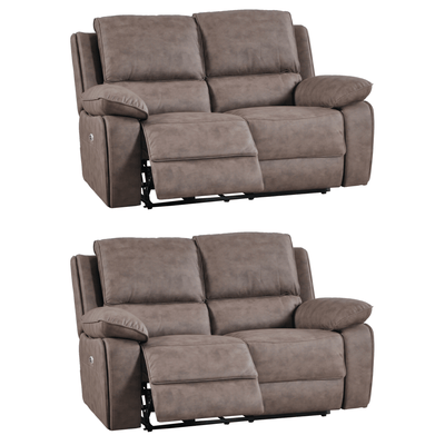 Maple Brown Suede Fabric Electric Recliner 2+2 Seater Sofa Set