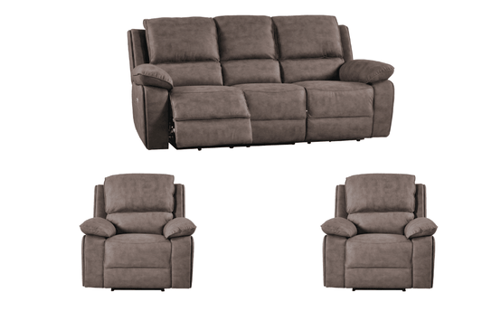 Maple Brown Suede Fabric Electric Recliner 3+1+1 Seater Sofa Set