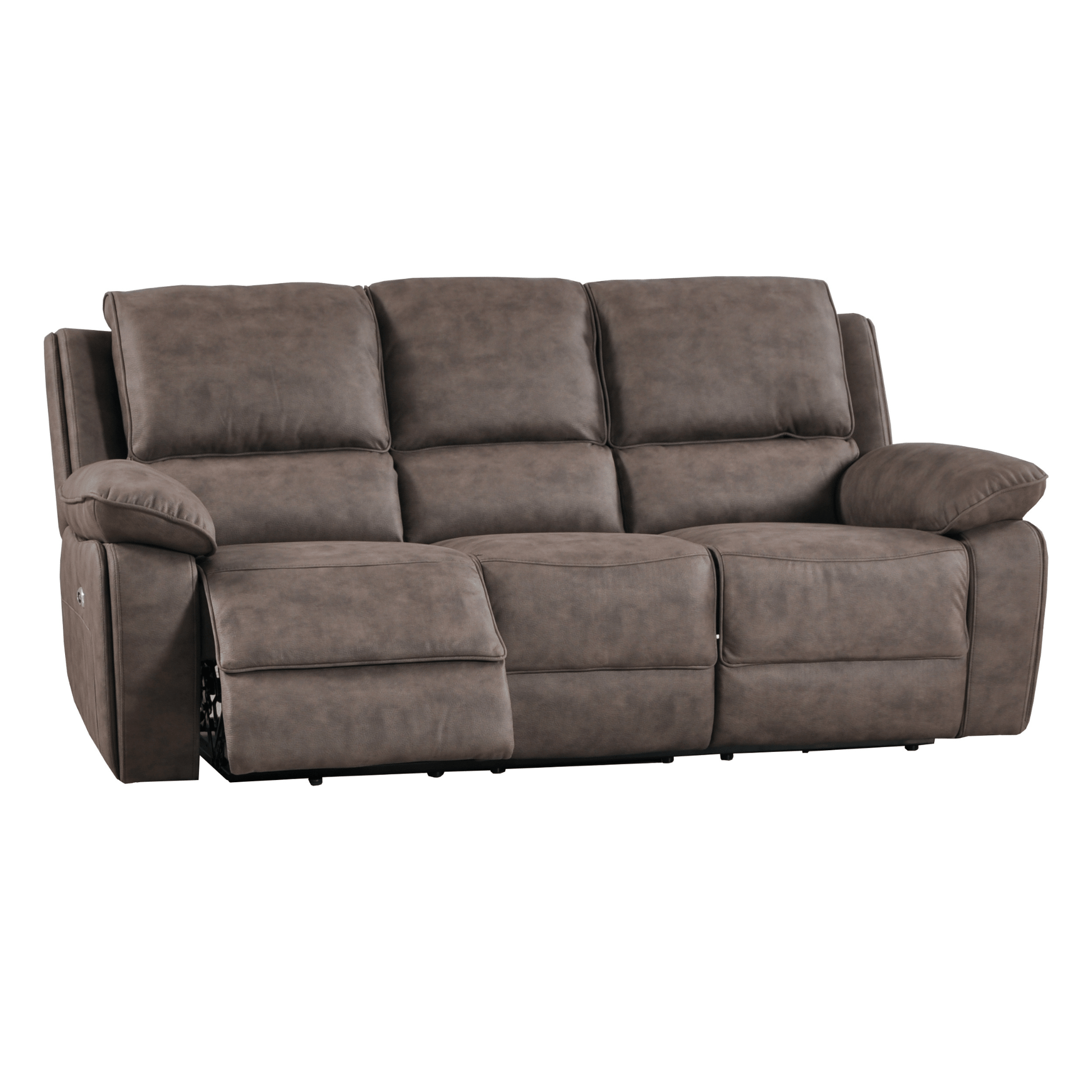 Maple Brown Suede Fabric Electric Recliner 3 Seater Sofa - Furniture Instore