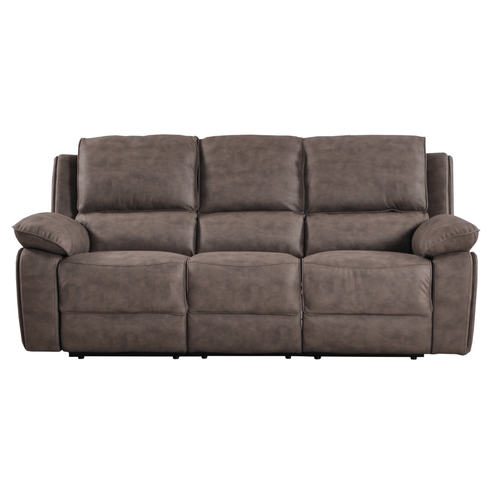 Maple Brown Suede Fabric Electric Recliner 3 Seater Sofa