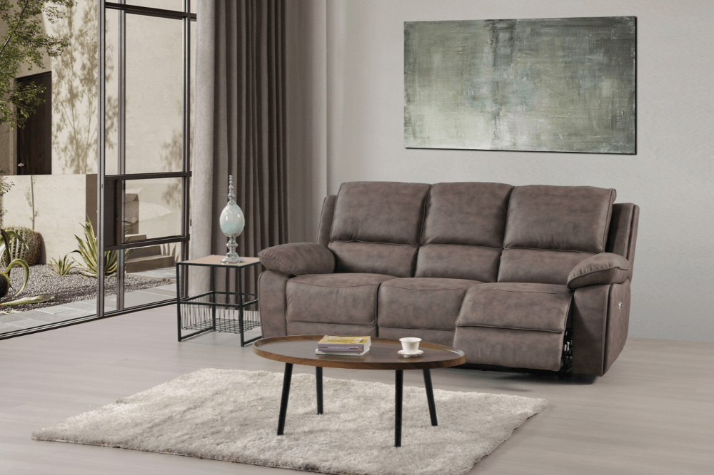 Maple Brown Suede Fabric Electric Recliner 3+2+1 Seater Sofa Set - Furniture Instore