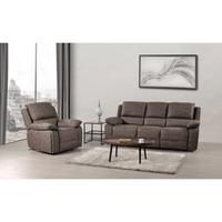 Maple Brown Suede Fabric Electric Recliner 3+1 Seater Sofa Set - Furniture Instore
