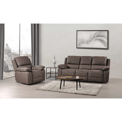 Maple Brown Suede Fabric Electric Recliner 3+1 Seater Sofa Set - Furniture Instore