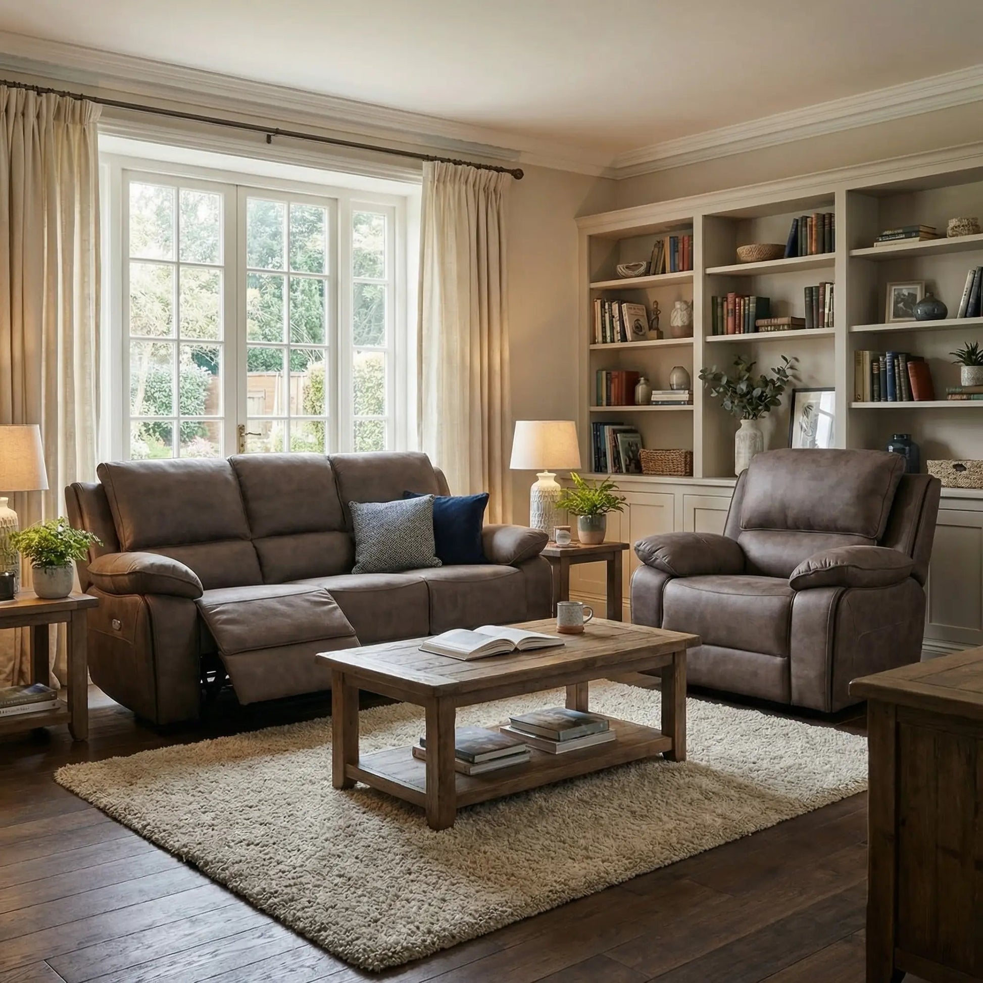 Maple Brown Suede Recliner 3+1 Sofa Set - view 3 - Furniture Instore