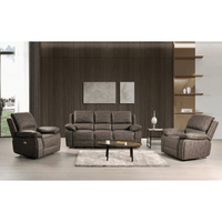 Maple Brown Suede Fabric Electric Recliner 3+1+1 Seater Sofa Set - Furniture Instore
