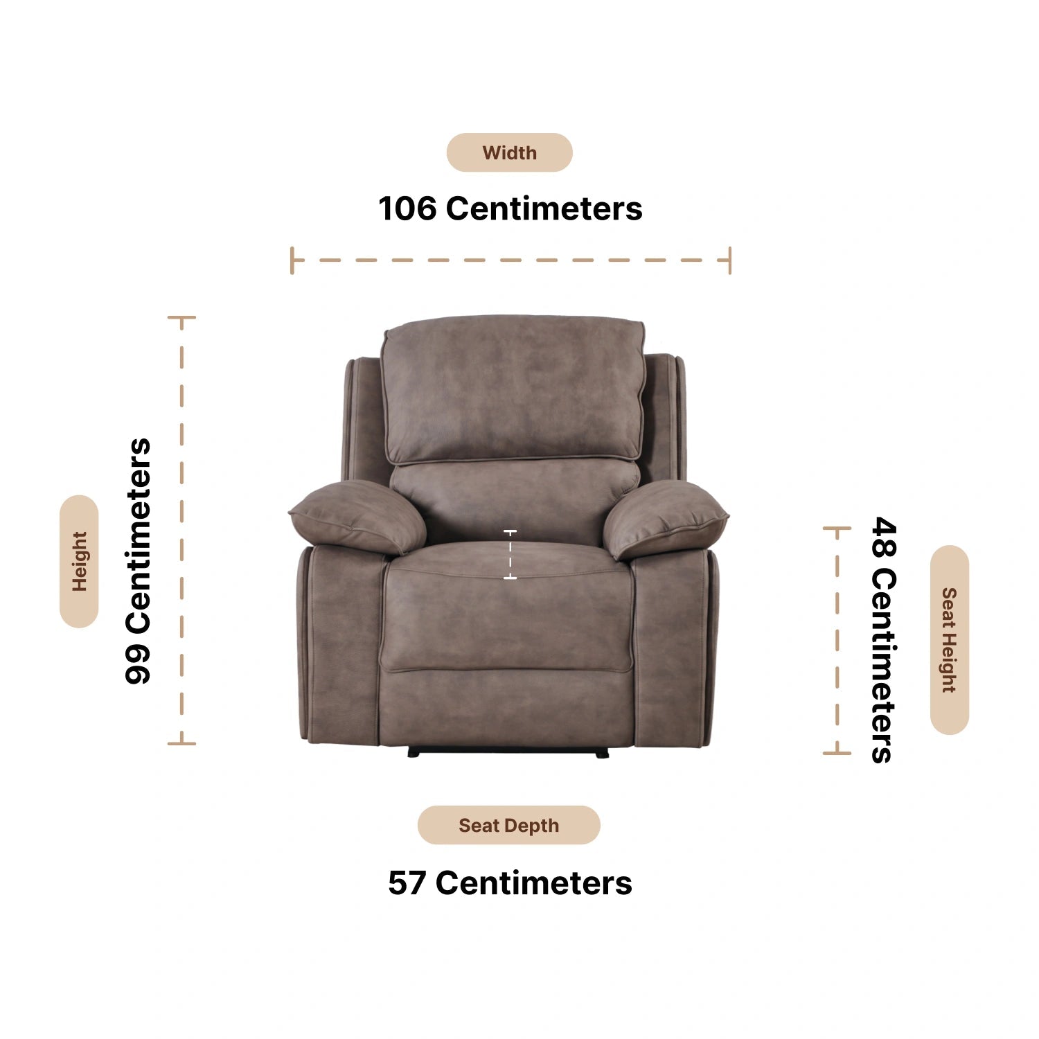Maple Brown Suede Fabric Electric Recliner Armchair - Furniture Instore
