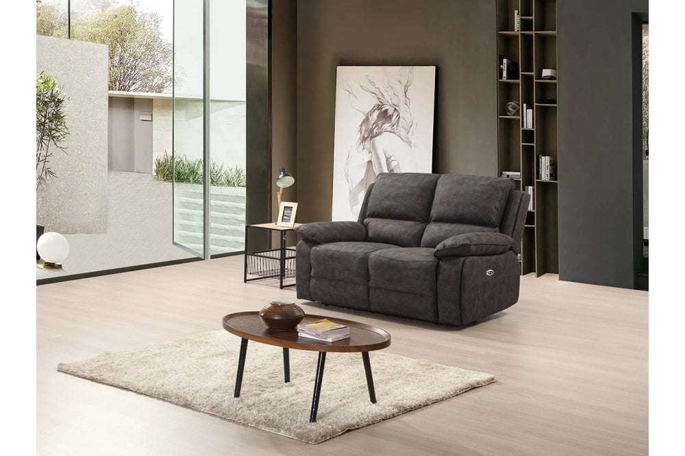 Maple Grey Suede Fabric Electric Recliner 2+1+1 Seater Sofa Set