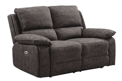 Maple Grey Suede Fabric Electric Recliner 2+1+1 Seater Sofa Set