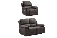Maple Grey Suede Fabric Electric Recliner 2+1 Seater Sofa Set