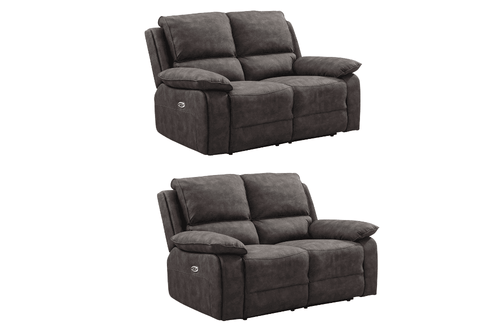 Maple Grey Suede Fabric Electric Recliner 2+2 Seater Sofa Set